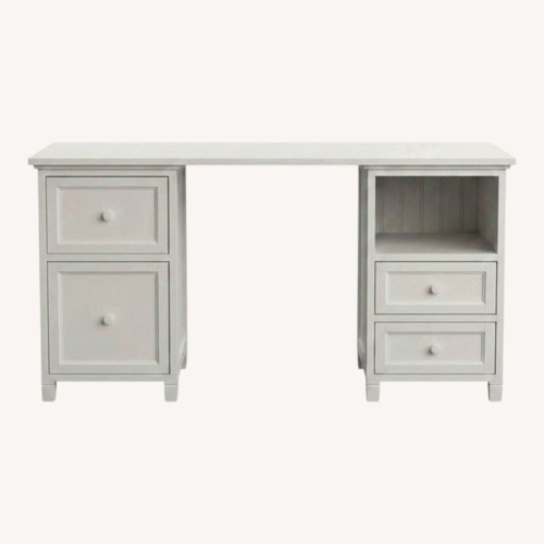 Used Pottery Barn Beadboard White Wood Desk for sale on AptDeco