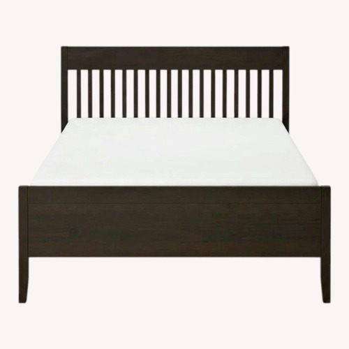 Used IKEA Idanas Dark Brown Wood Queen Bed for sale on AptDeco