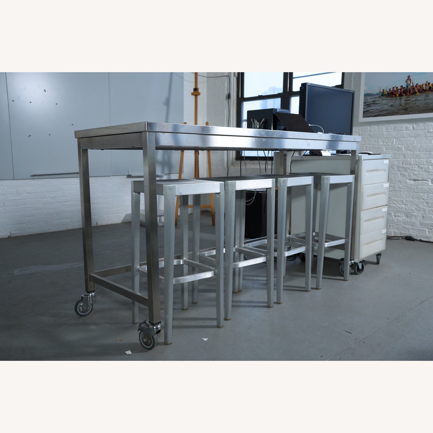 Design Within Reach Silver Metal Kitchen Island - image-1