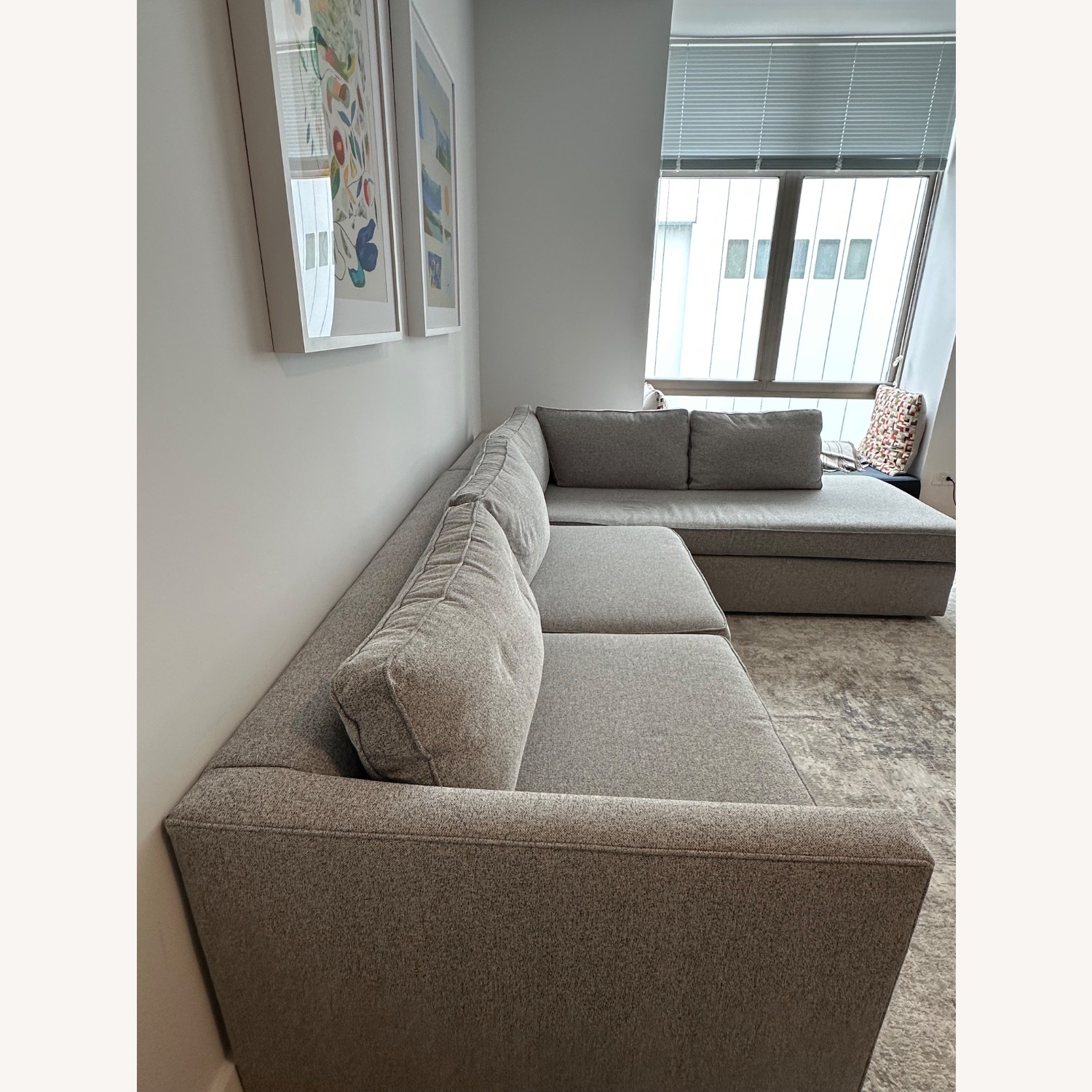West Elm Harris Light Gray Fabric 2 Piece Sectional - image-3