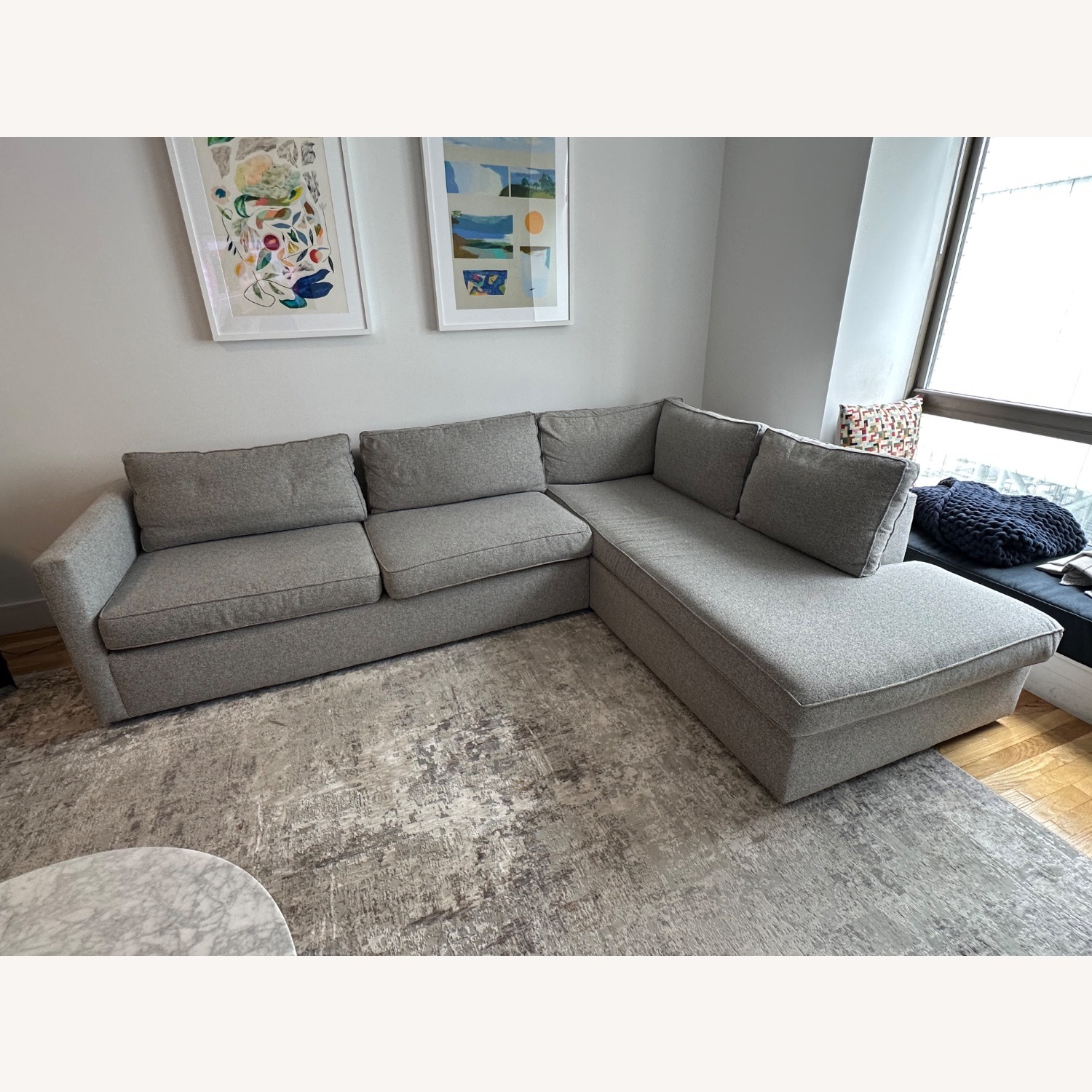 West Elm Harris Light Gray Fabric 2 Piece Sectional - image-1