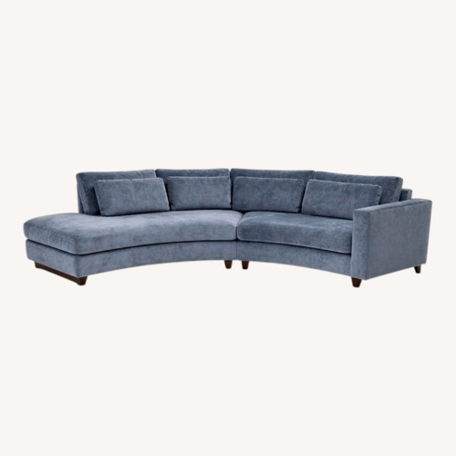 Used Thayer Coggin Blue Velvet 2 Piece Sectional for sale on AptDeco