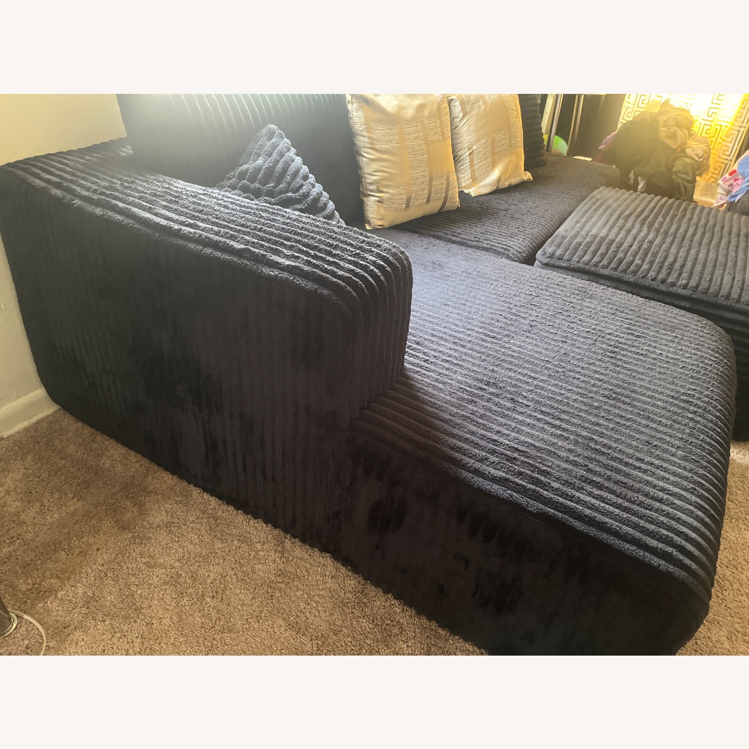 Black Fabric 3+ Piece Sectional - image-2