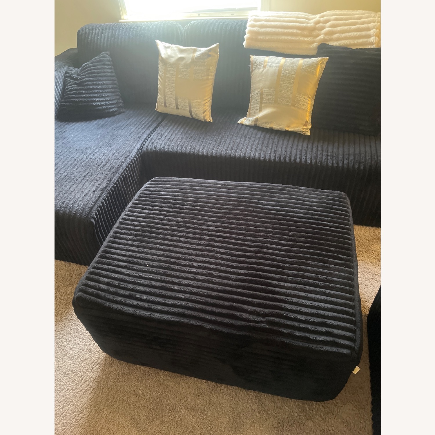 Black Fabric 3+ Piece Sectional - image-3