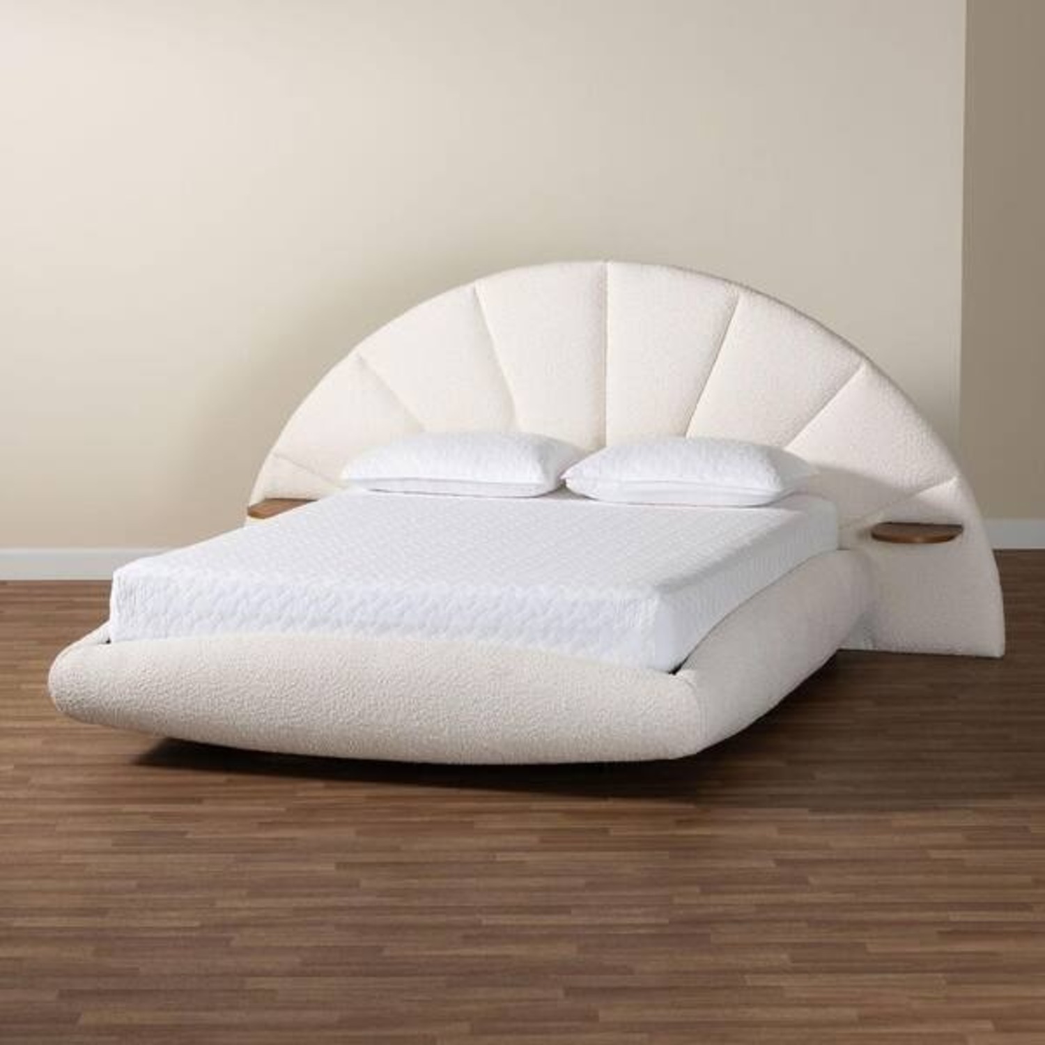 Baxton Studio White Boucle Queen Bed - image-1