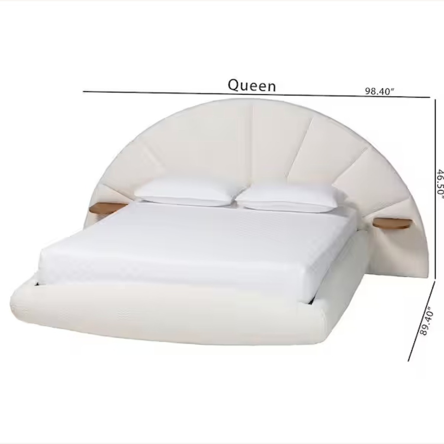 Baxton Studio White Boucle Queen Bed - image-4