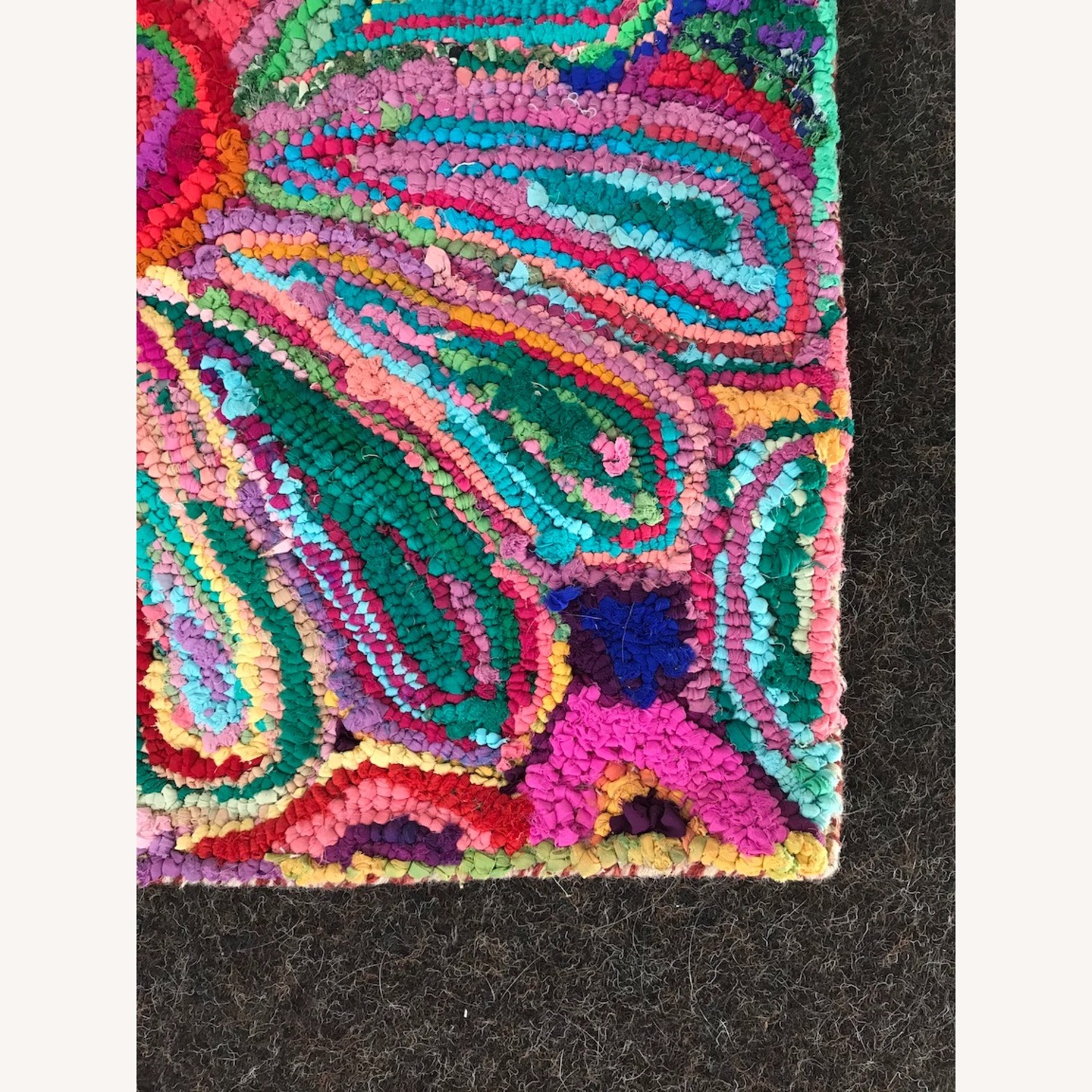 Small Indian Sari Rainbow Flower Carpet - image-2