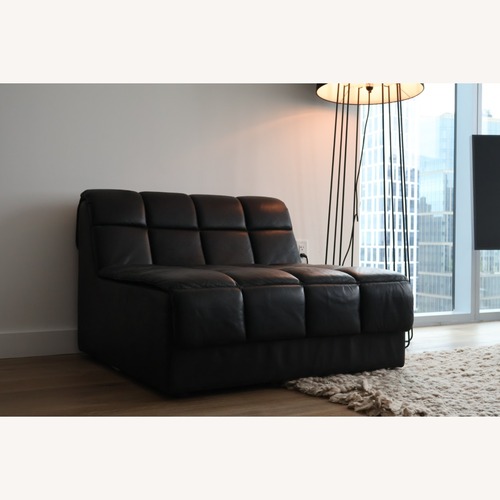 Used CB2 Pezzo Black Leather Accent Chair for sale on AptDeco