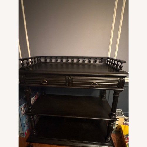 Used Vintage/Antique Finds Black Wood Wall Shelf for sale on AptDeco