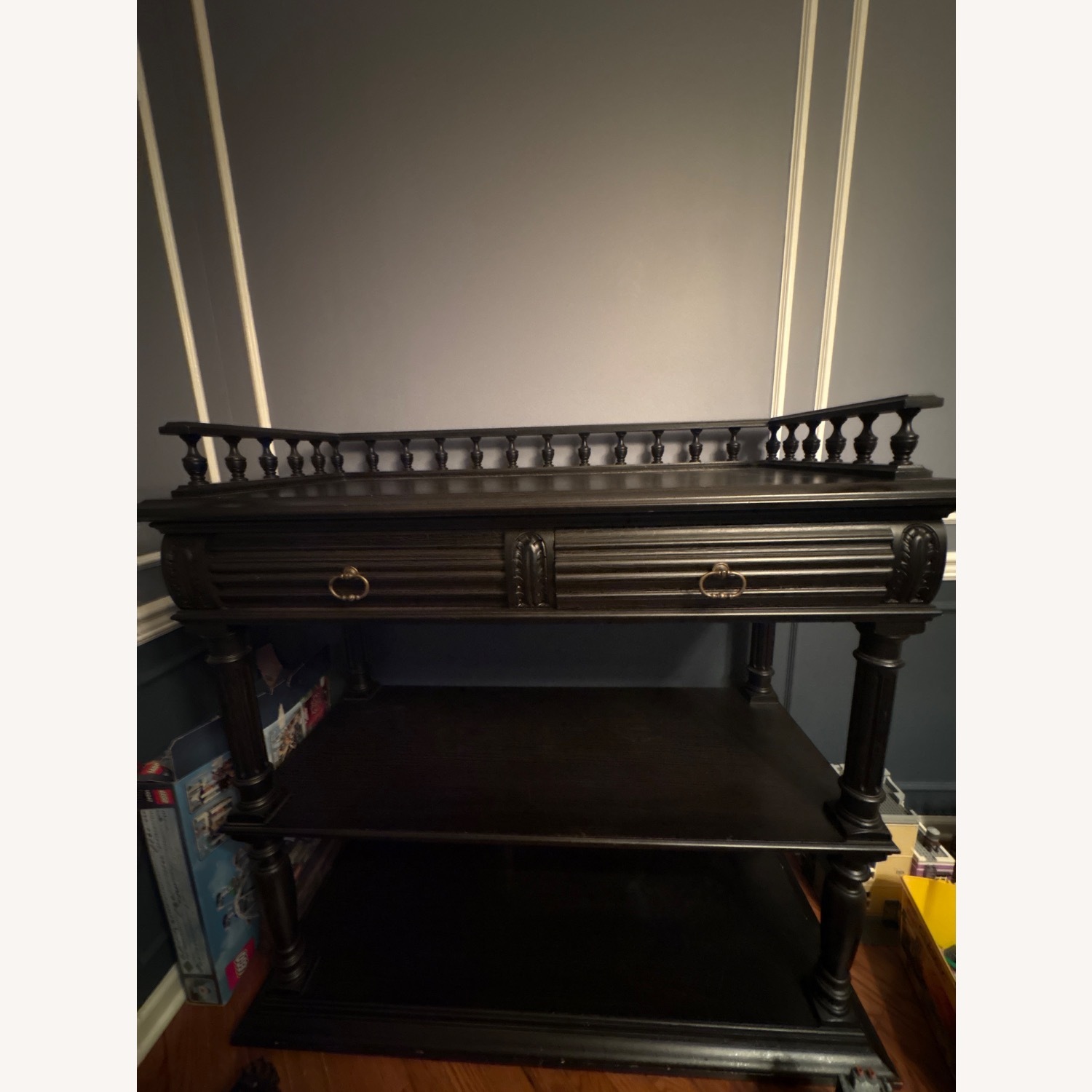 Vintage/Antique Finds Black Wood Wall Shelf - image-4
