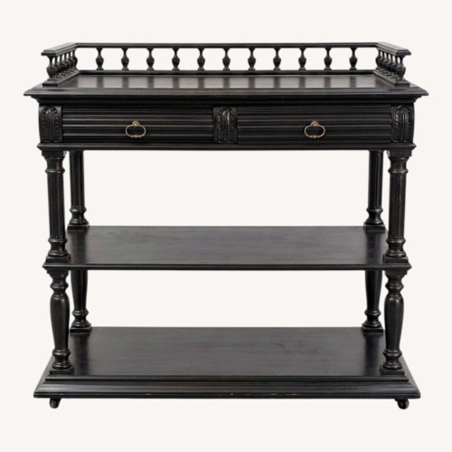Used Vintage/Antique Finds Black Wood Wall Shelf for sale on AptDeco