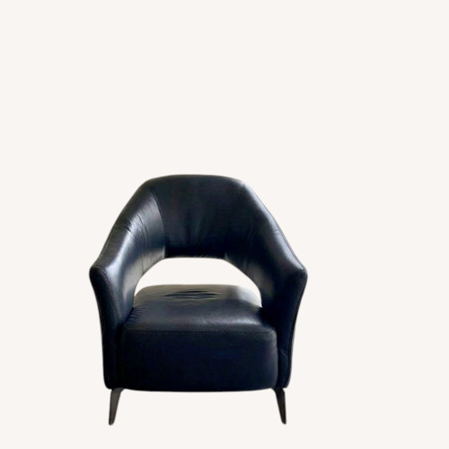 Used Navy Blue Leather Armchair for sale on AptDeco