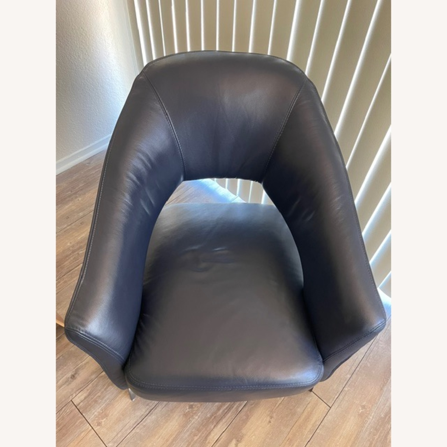 Navy Blue Leather Armchair - image-3