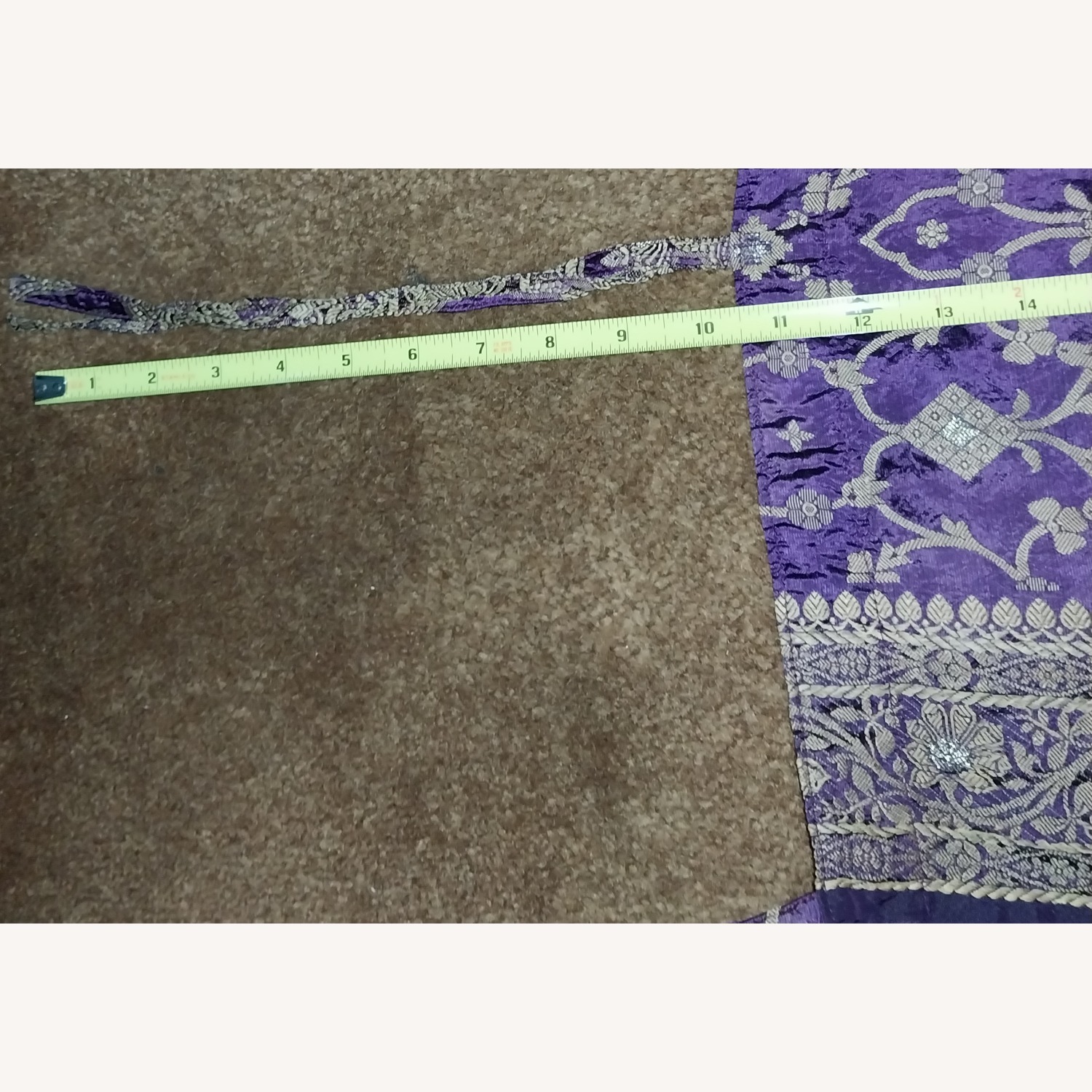 Purple & Gold Sari Tie Top Curtain Panels - image-10