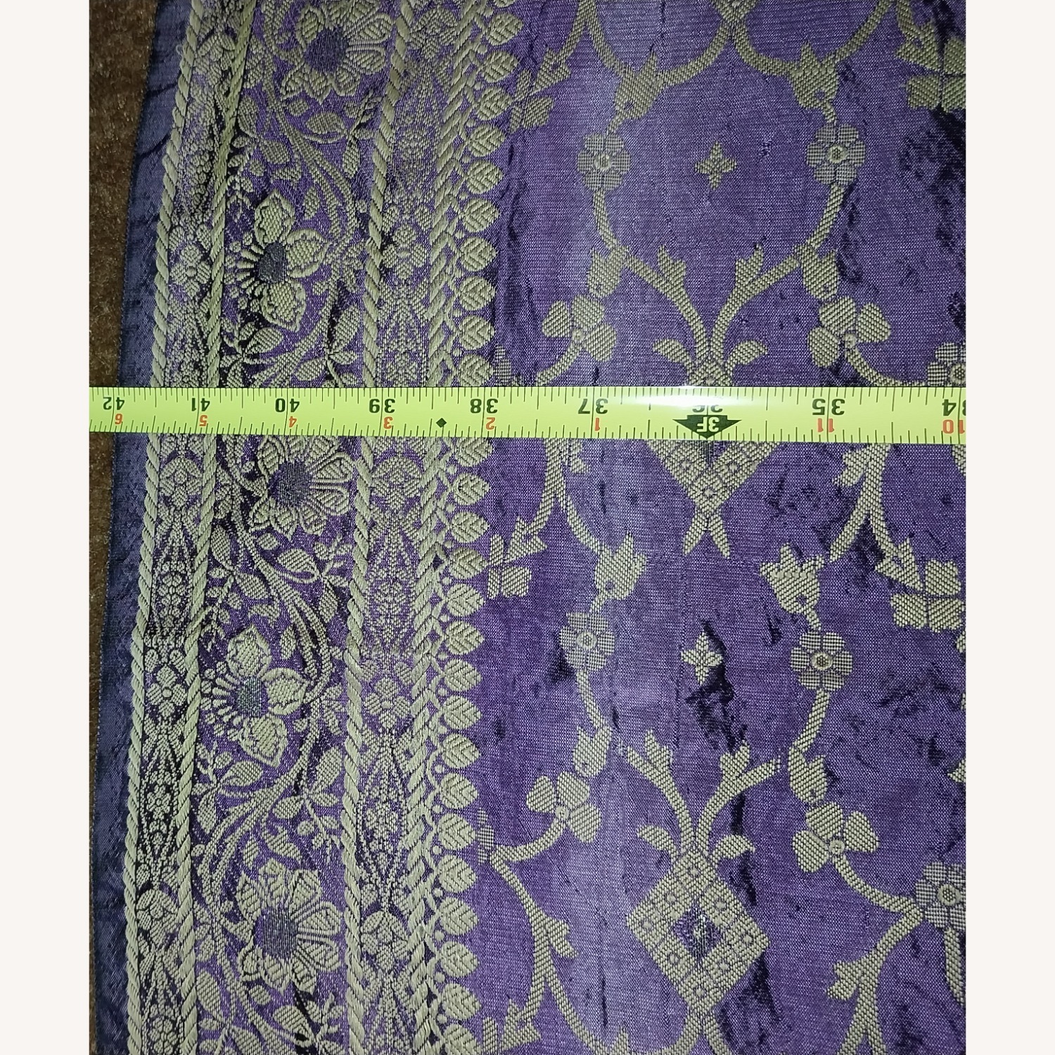 Purple & Gold Sari Tie Top Curtain Panels - image-6