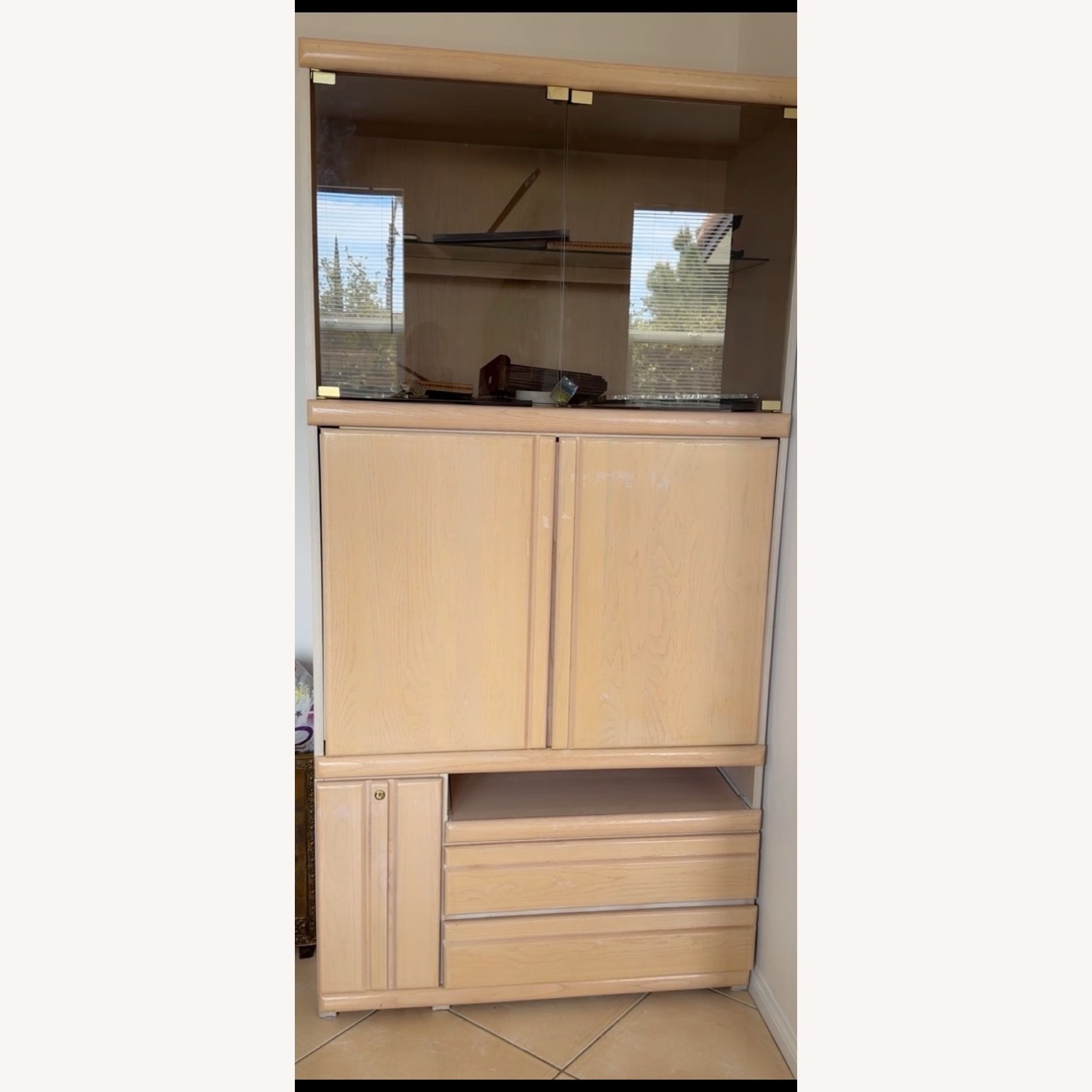 Vintage/Antique Finds Natural Wood Wall Unit - image-1