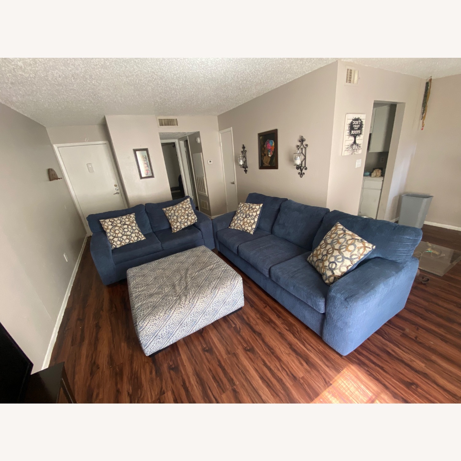 Ashley Aviemore Loveseat Blue Fabric 3+ Seater Sofa - image-4
