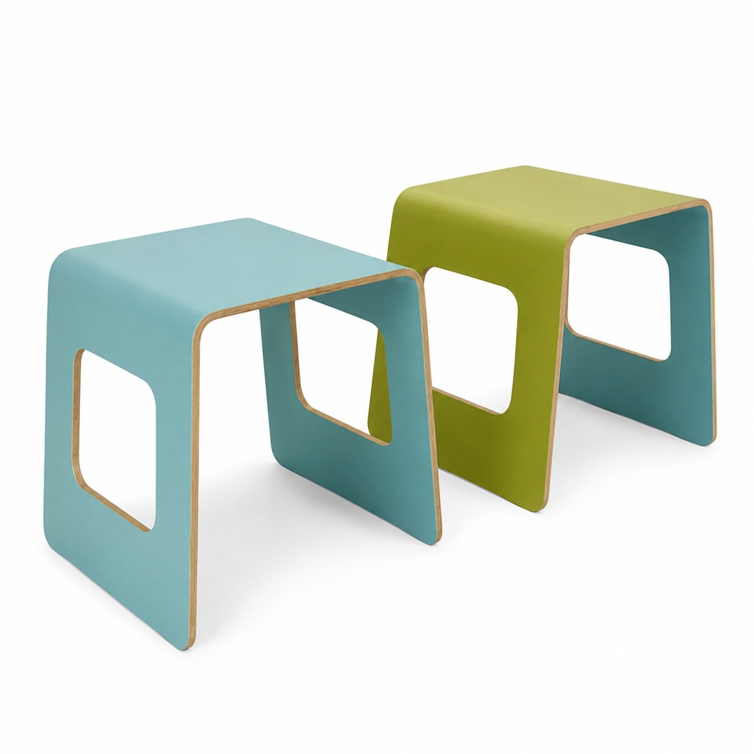 Pair Vintage IKEA Plywood Stools Painted - image-8