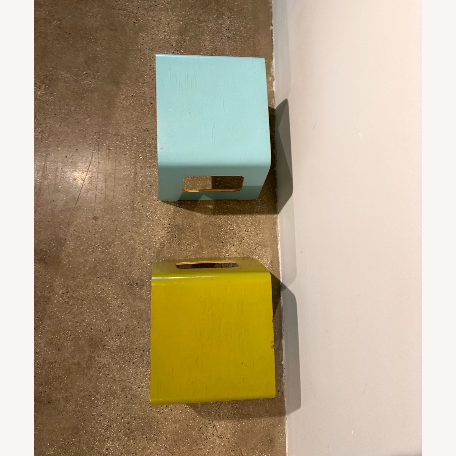 Pair Vintage IKEA Plywood Stools Painted - image-3