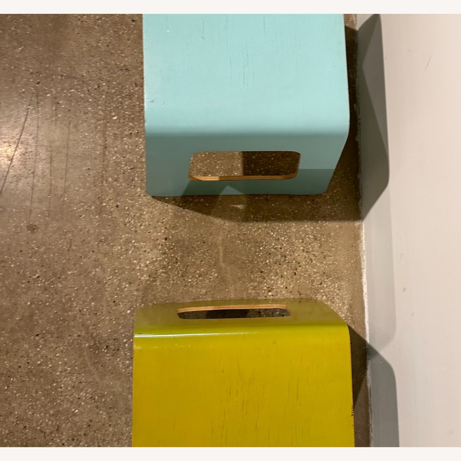 Pair Vintage IKEA Plywood Stools Painted - image-7