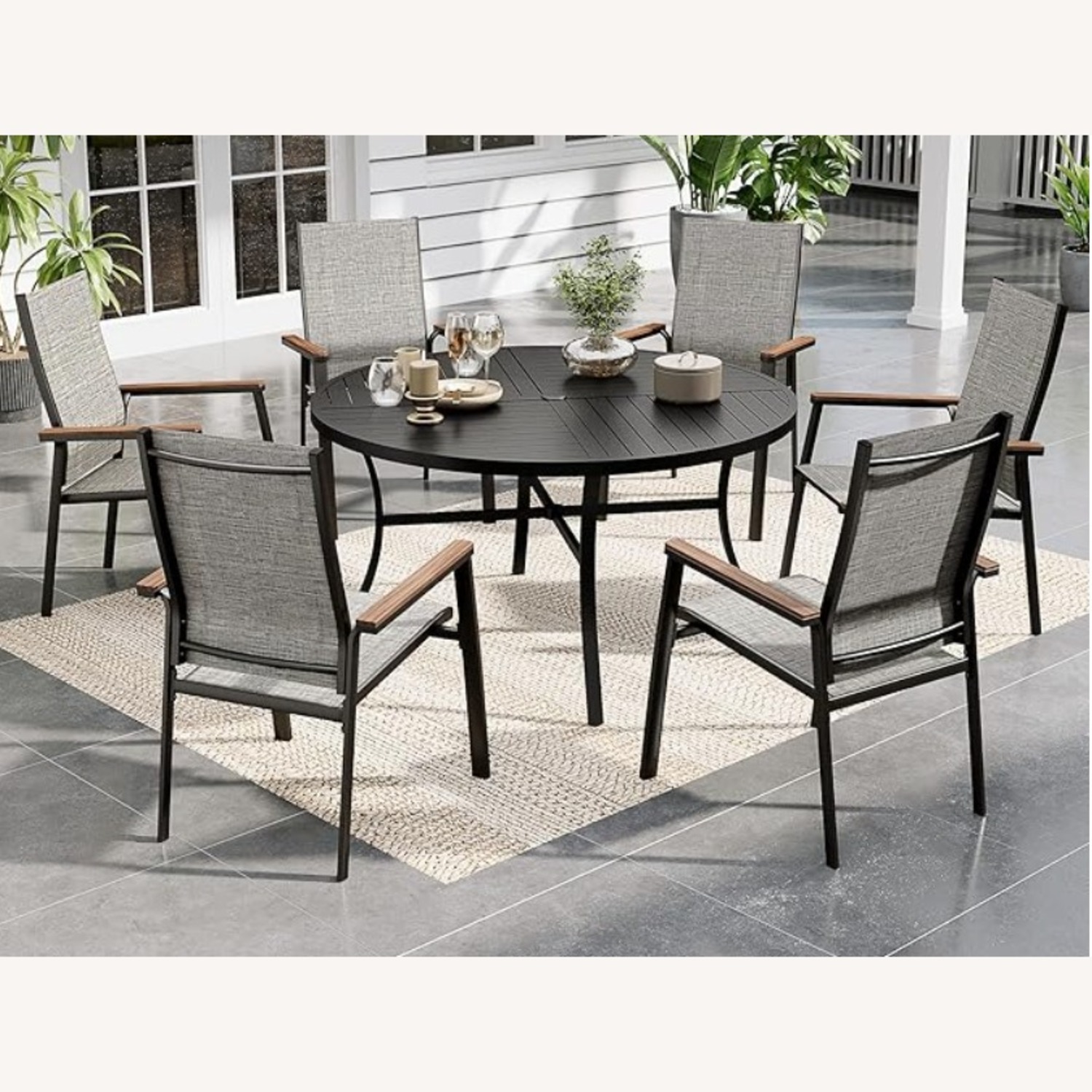 Amazon Light Gray Metal Patio Furniture - image-1
