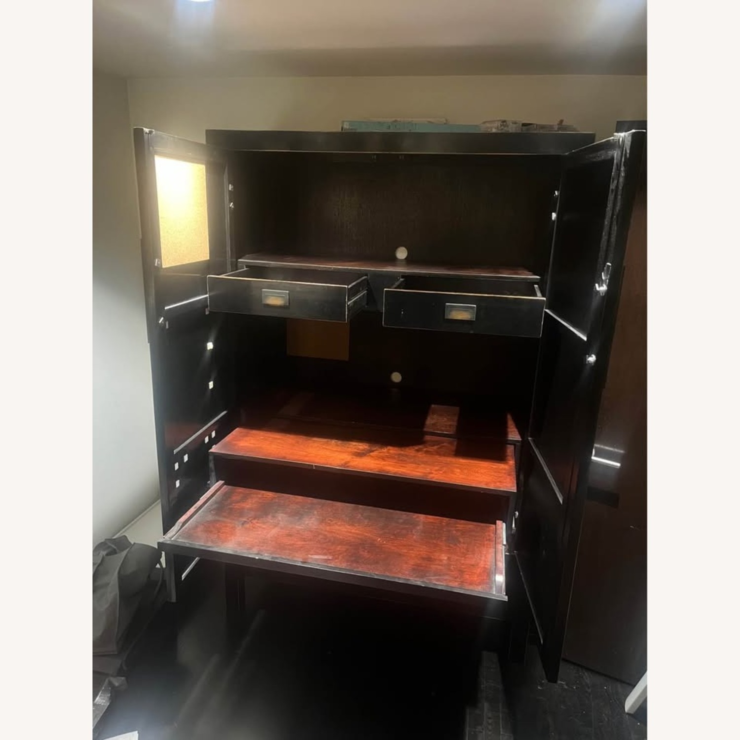 Vintage Black Lacquer Armoire - image-4