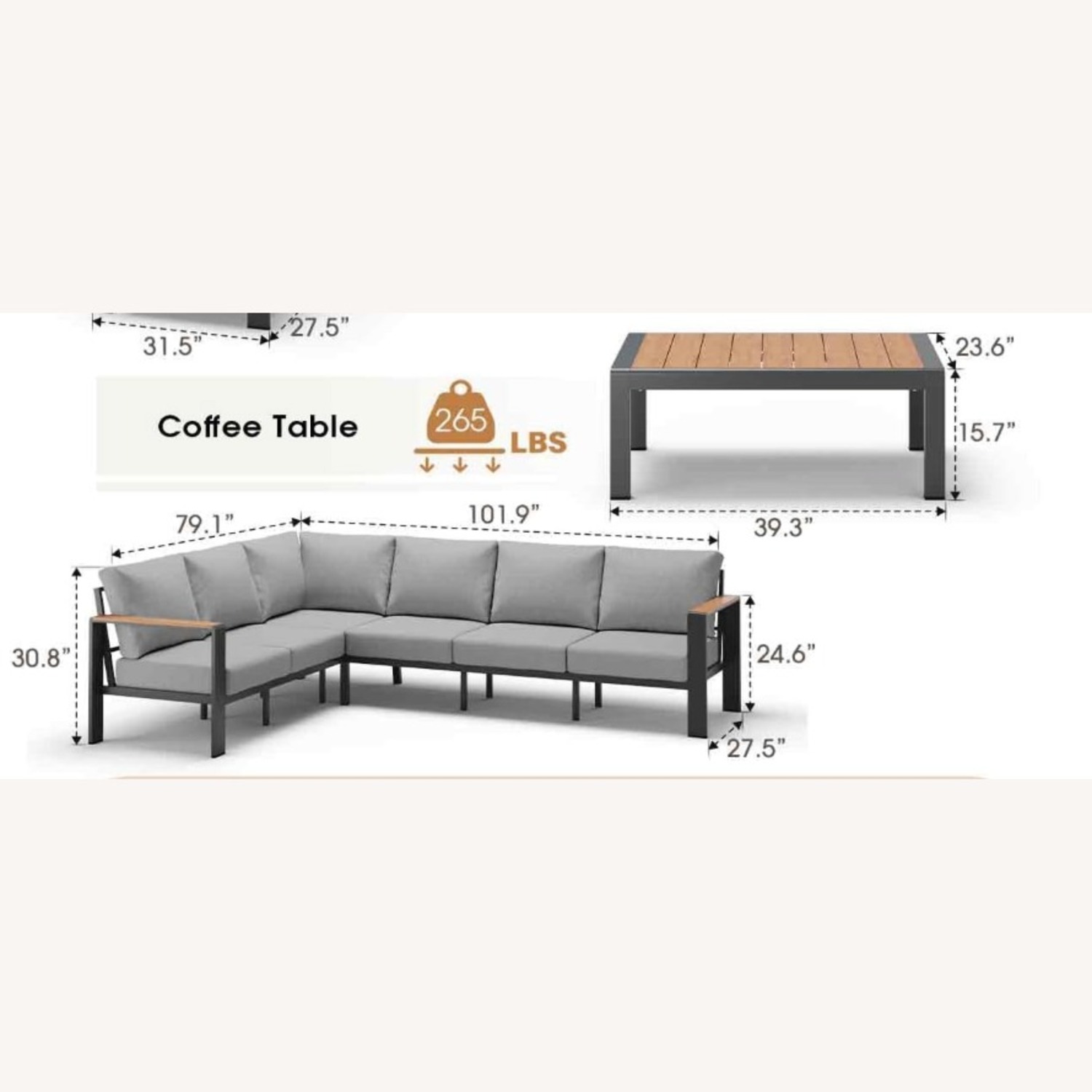 Amazon Light Gray Metal Patio Furniture - image-2