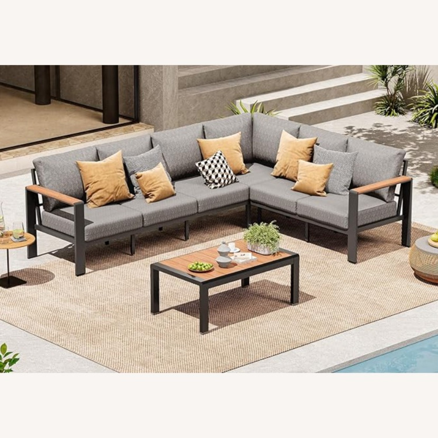 Amazon Light Gray Metal Patio Furniture - image-1