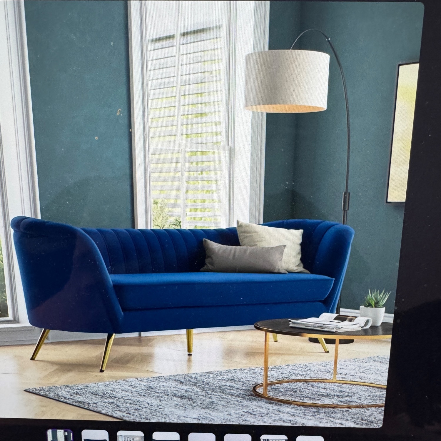 Willa Arlo Blue Velvet 3+ Seater Sofa - image-6