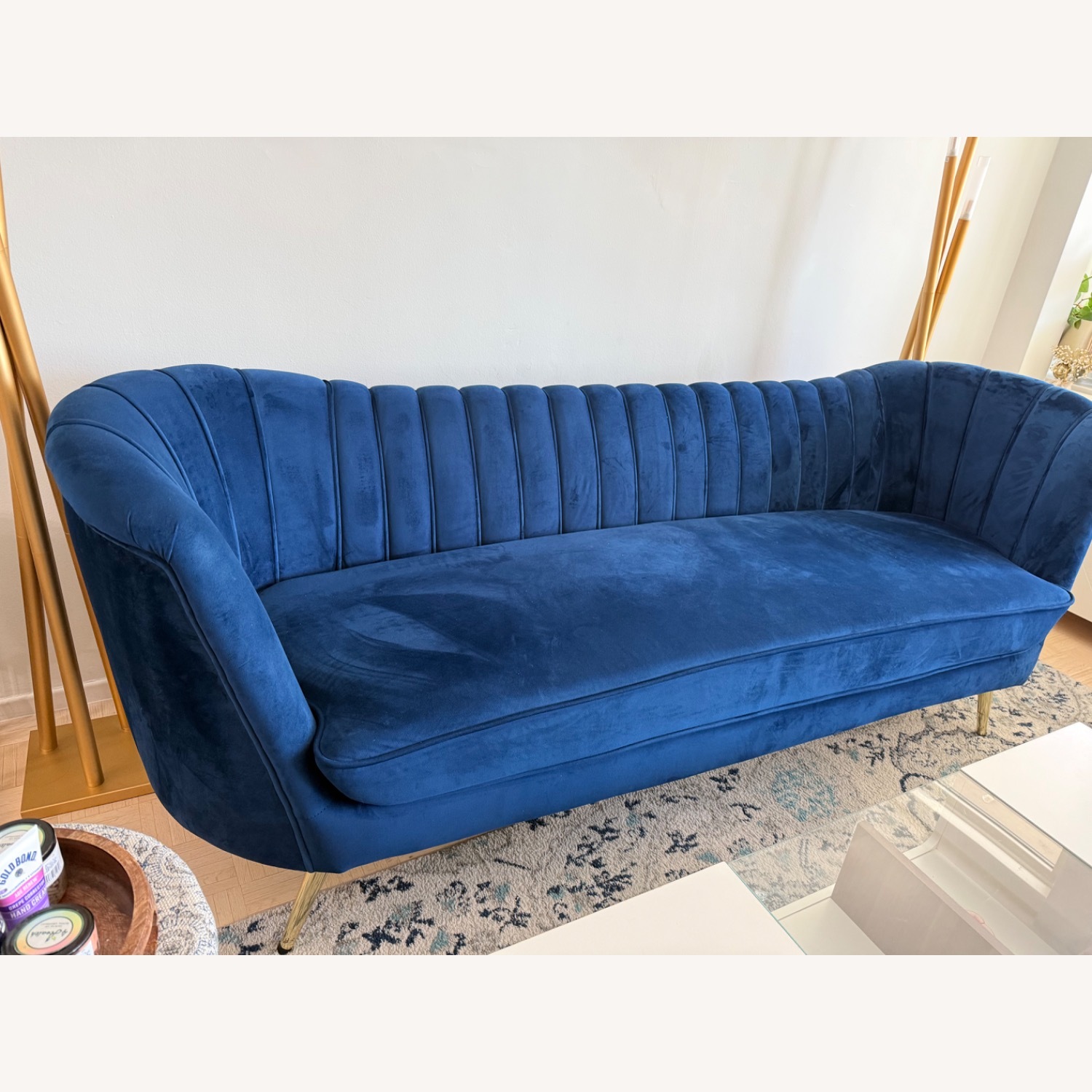 Willa Arlo Blue Velvet 3+ Seater Sofa - image-2