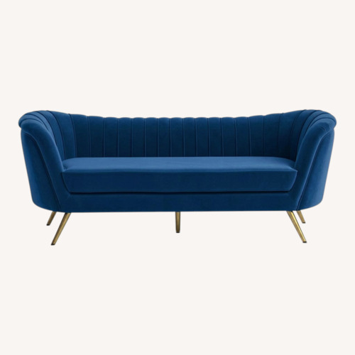 Used Willa Arlo Blue Velvet 3+ Seater Sofa for sale on AptDeco