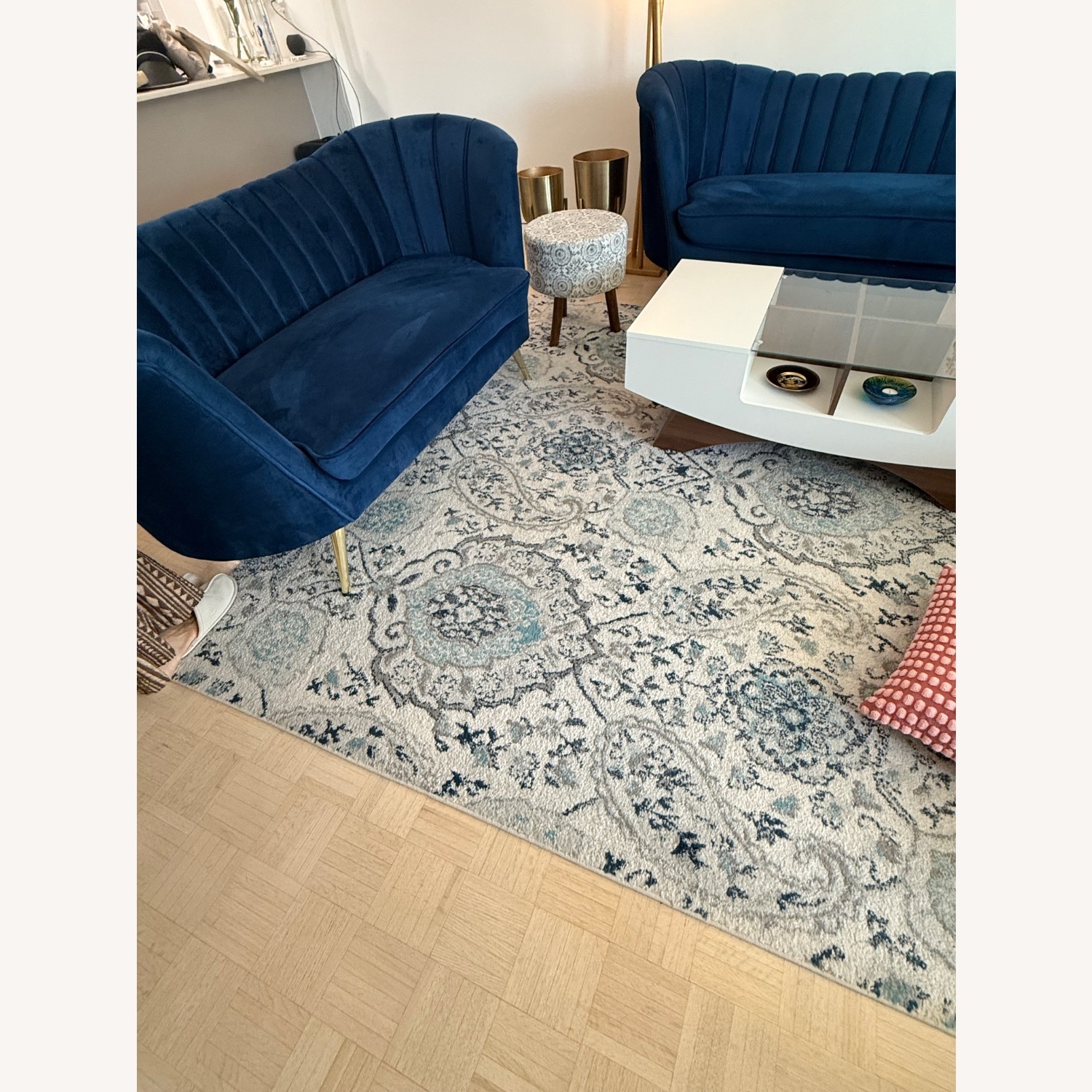 Wayfair Willa Arlo Blue Velvet 2 Seater Sofa - image-4