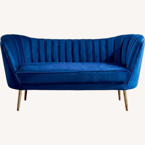 Used Wayfair Willa Arlo Blue Velvet 2 Seater Sofa for sale on AptDeco