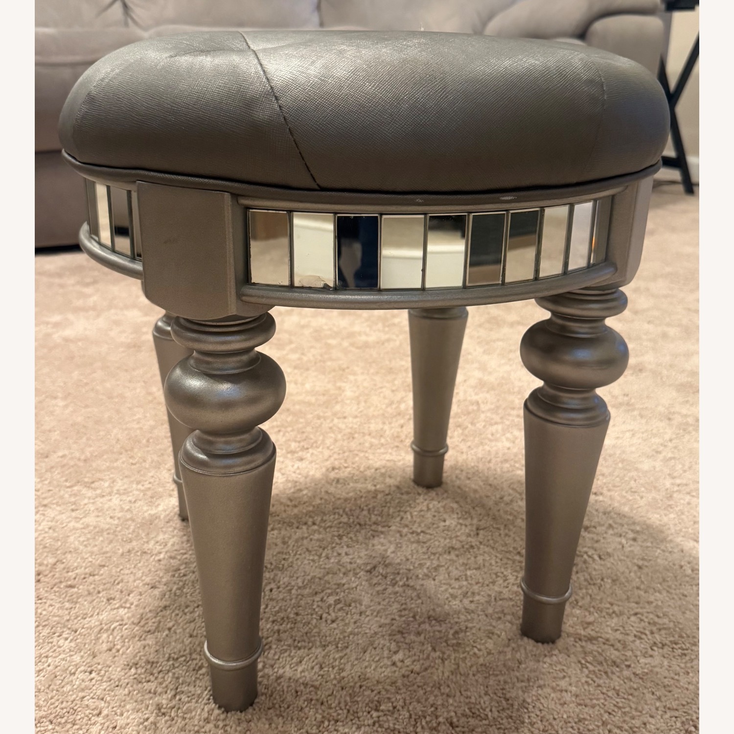 Havertys Brigitte Silver Stool - image-3