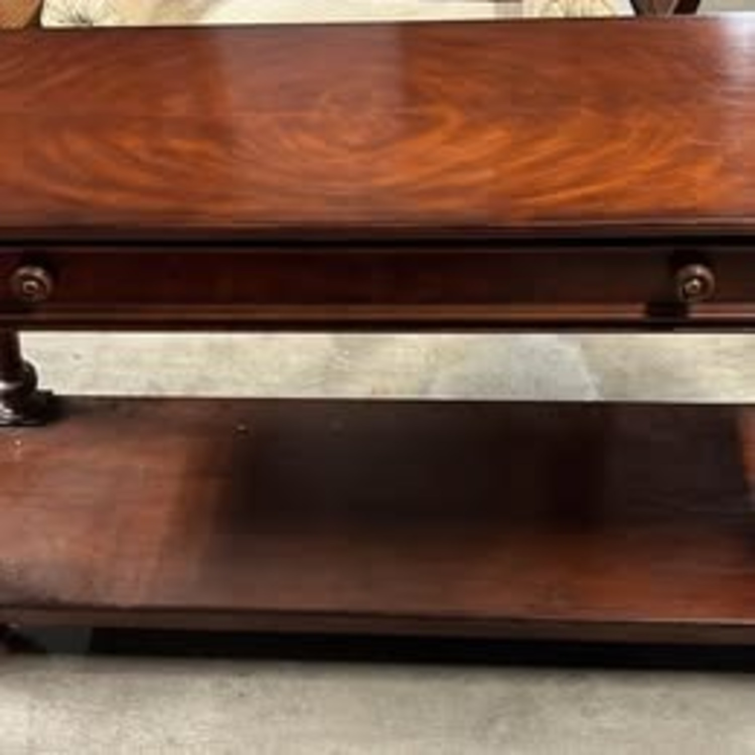 Antique Natural Mahogany Wood Table - image-1