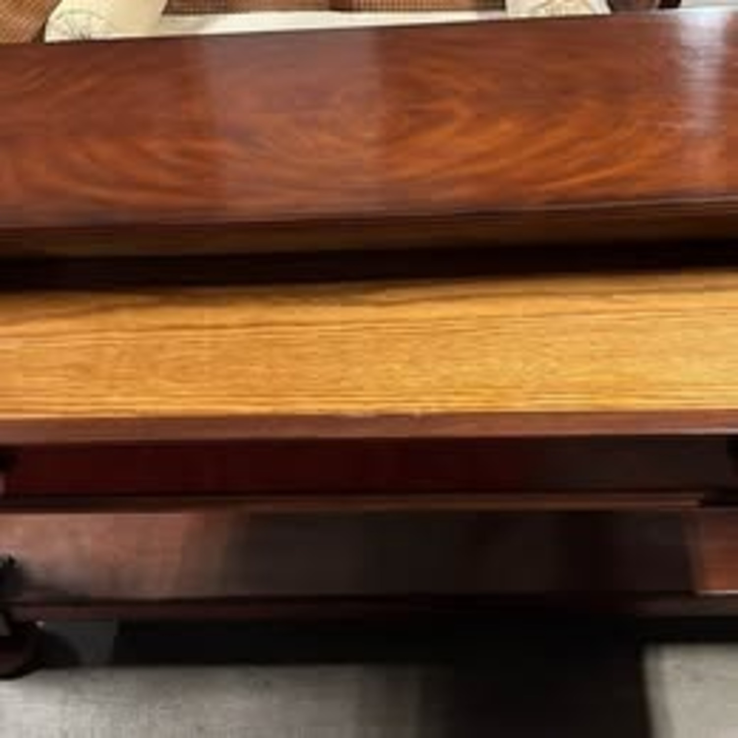 Antique Natural Mahogany Wood Table - image-4