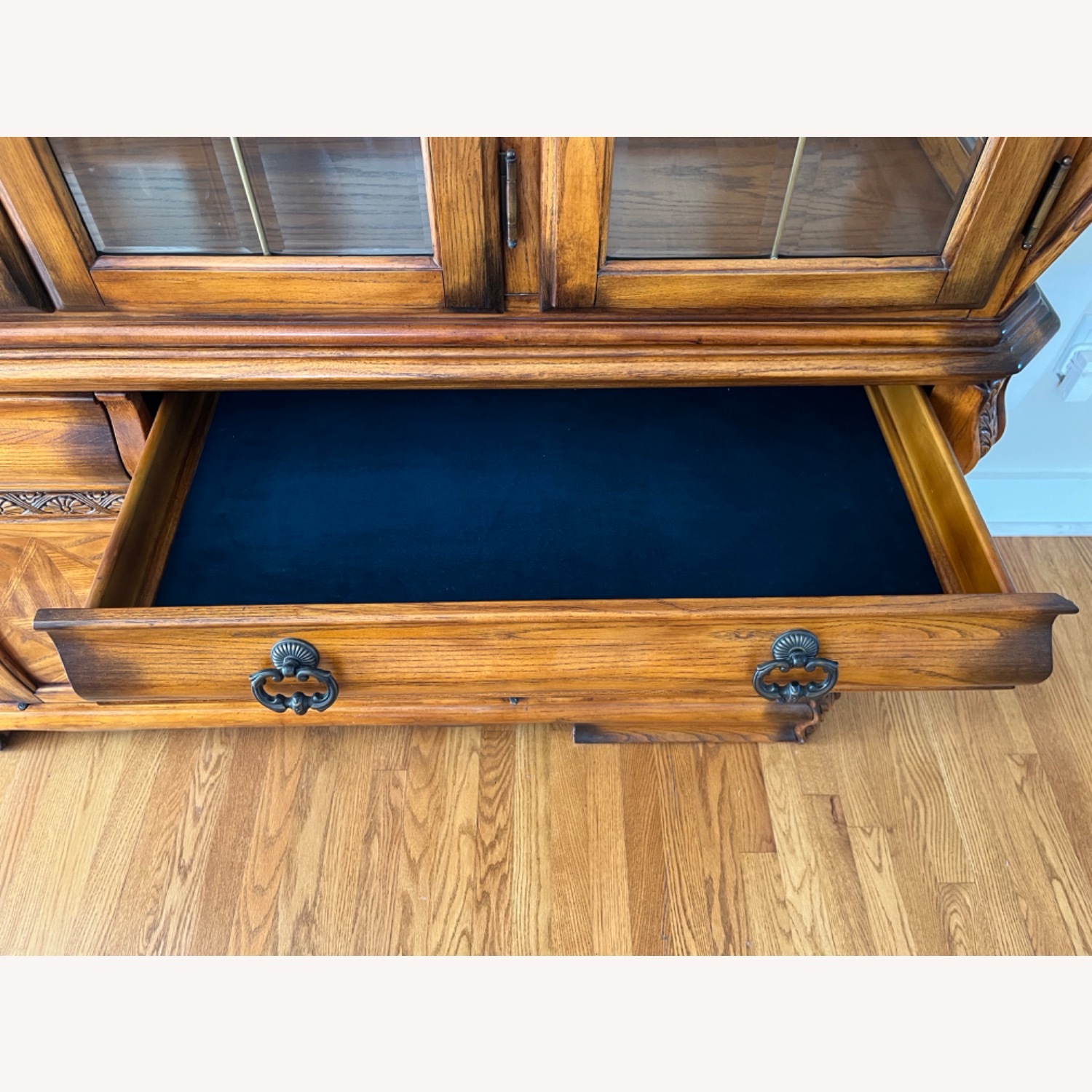 Michael Amini Oak China Cabinet w Lights - image-12