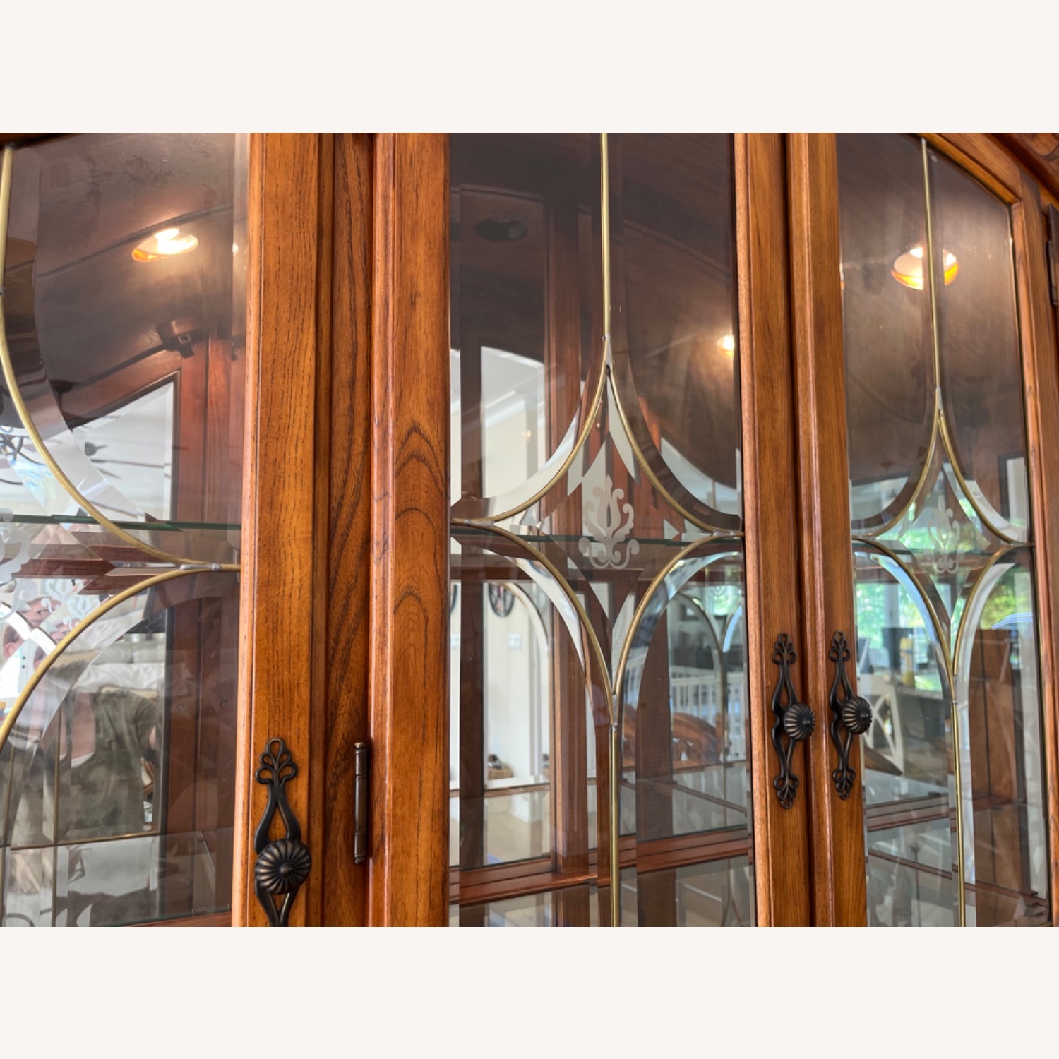 Michael Amini Oak China Cabinet w Lights - image-3