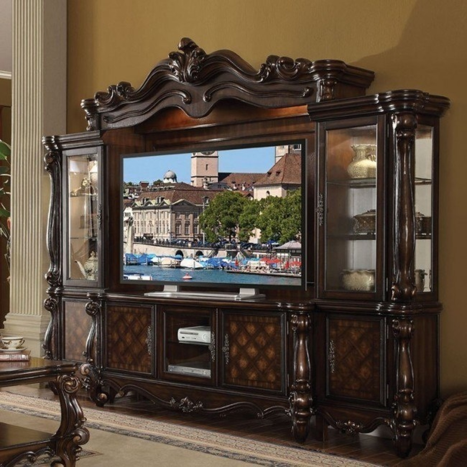 Vintage/Antique Dark Brown Wood Media Storage - image-9
