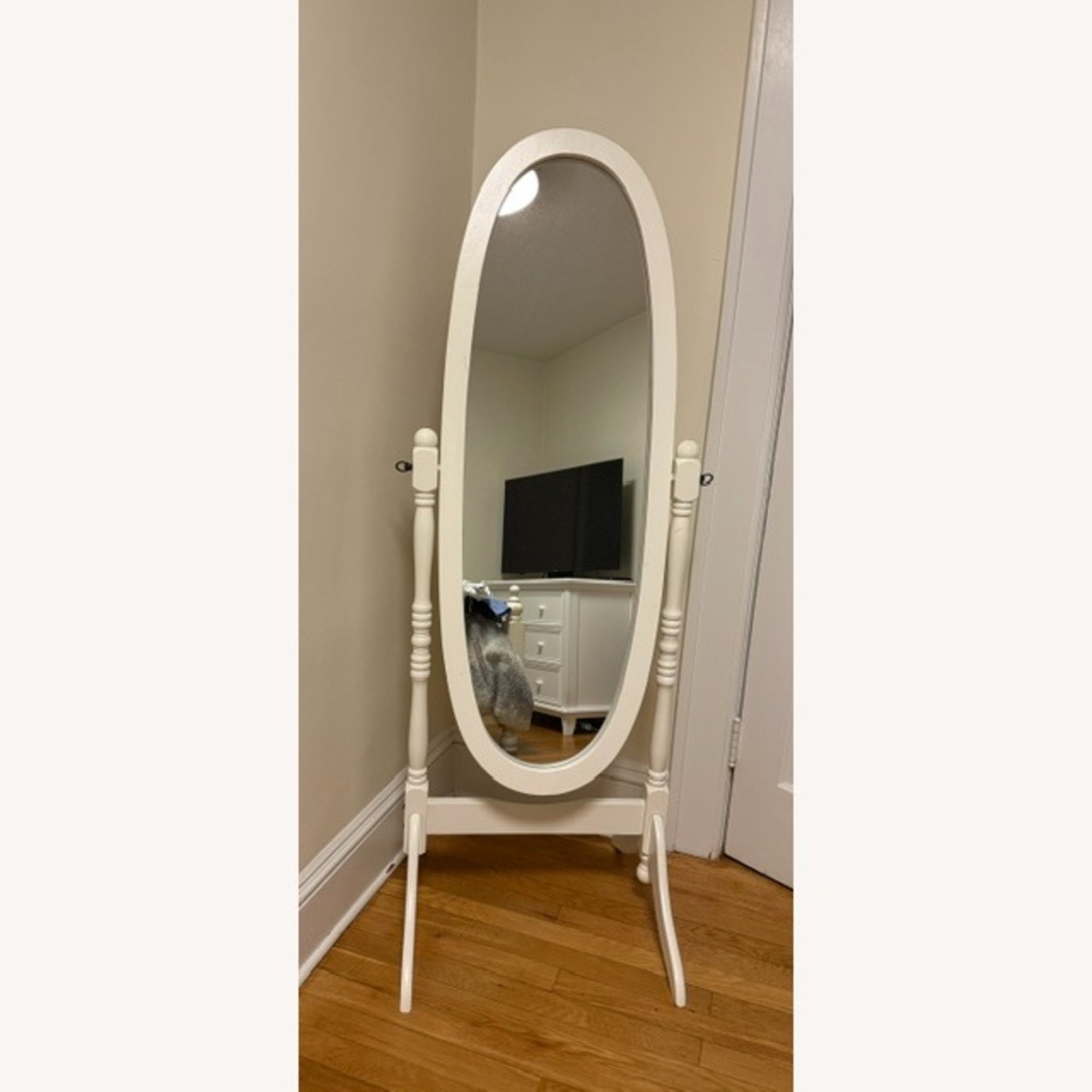 White Wood Floor Mirror - image-3