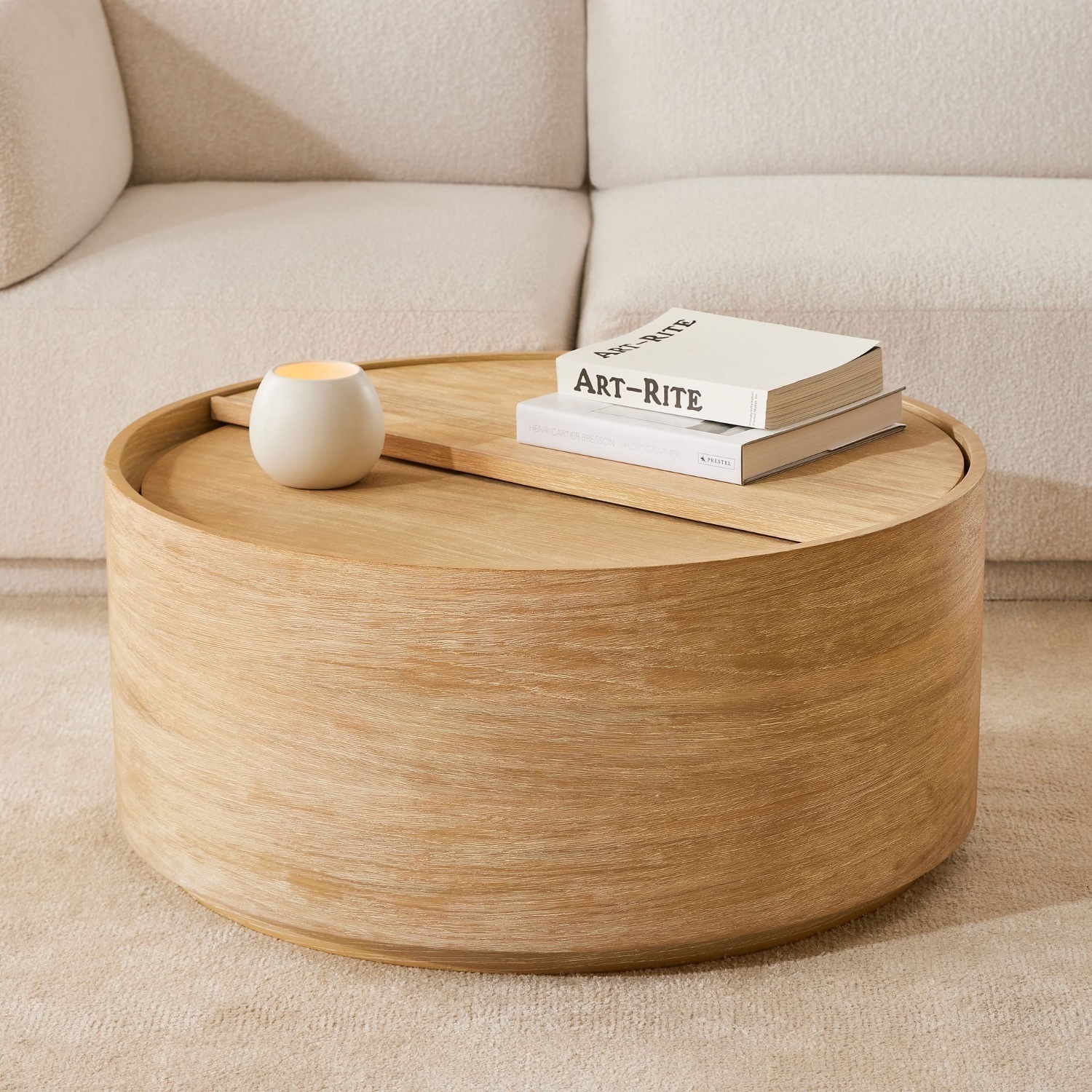 West Elm Volume Round Drum Coffee Table 36" - image-3