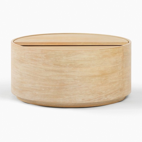 Used West Elm Volume Round Drum Coffee Table 36" for sale on AptDeco