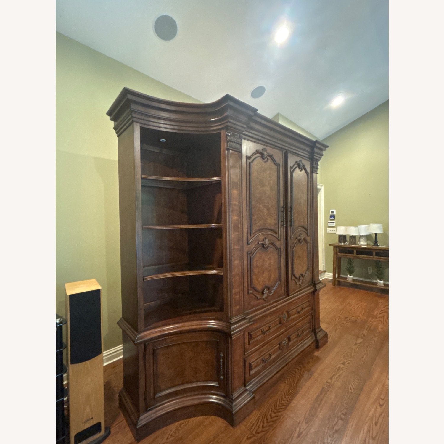 Traditional Dark Wood Entertainment Center - image-3
