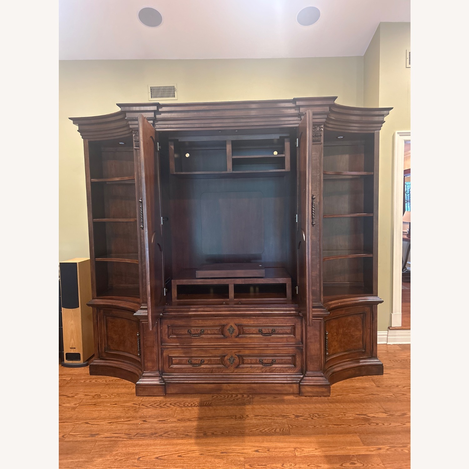 Traditional Dark Wood Entertainment Center - image-4