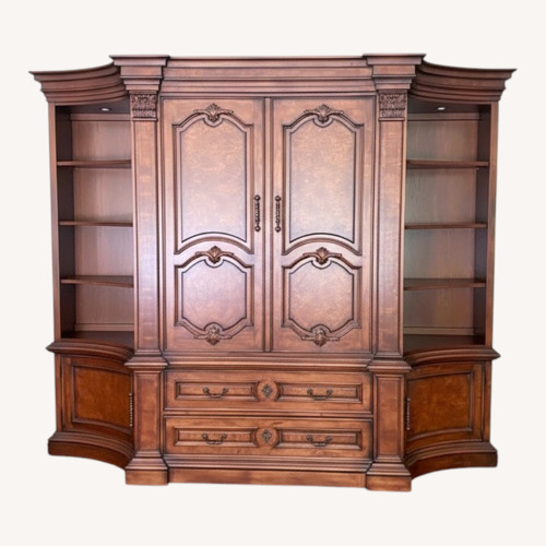 Used Traditional Dark Wood Entertainment Center for sale on AptDeco