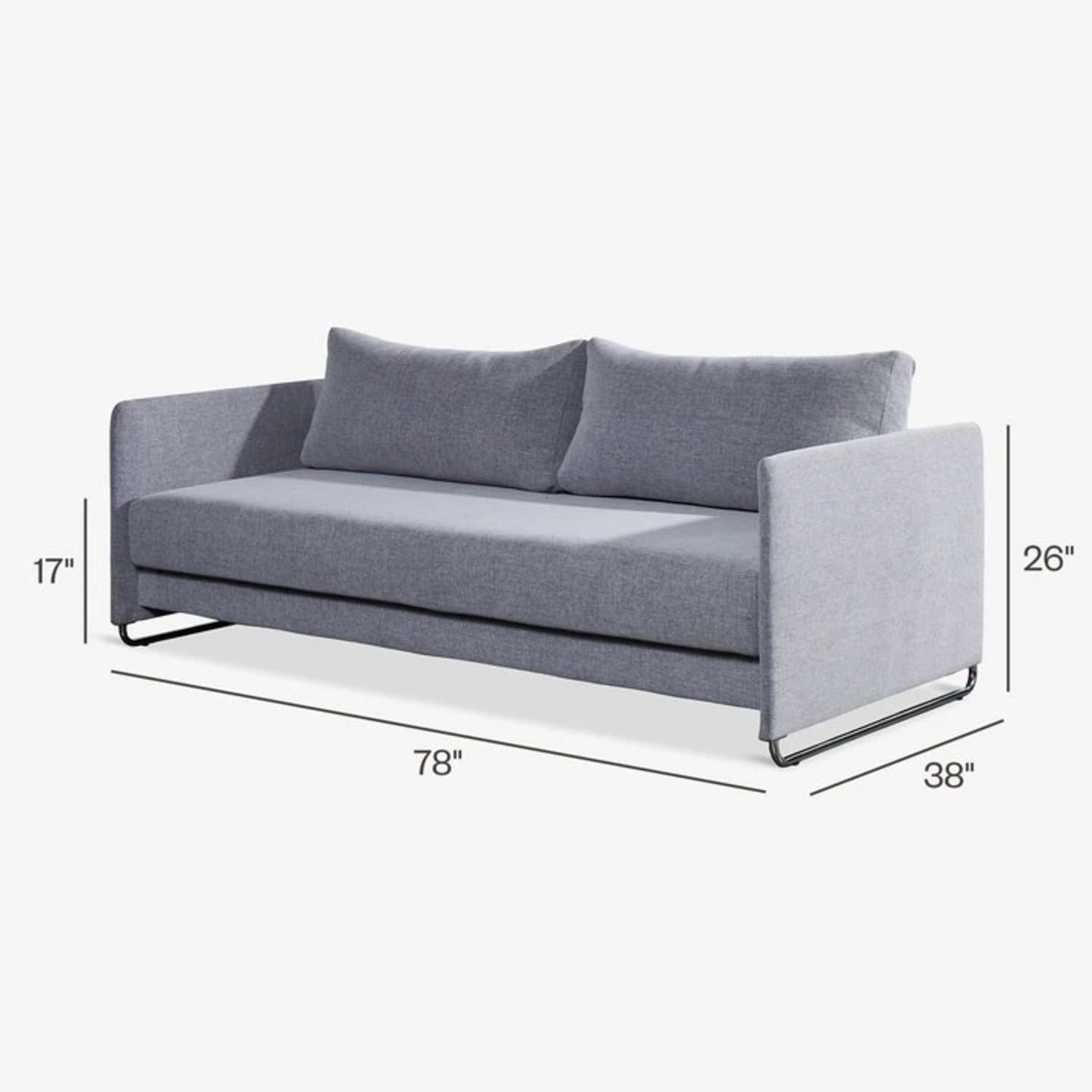 CB2 Tandom Light Gray Fabric Sleeper Sofa - image-10