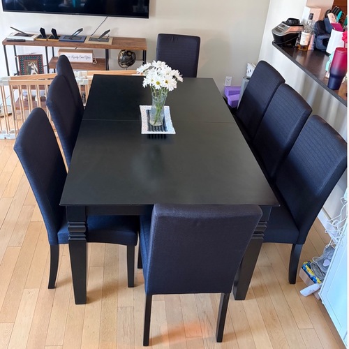 Used Wayfair Winston Porter Expandable Dining Table & 8 Chairs for sale on AptDeco