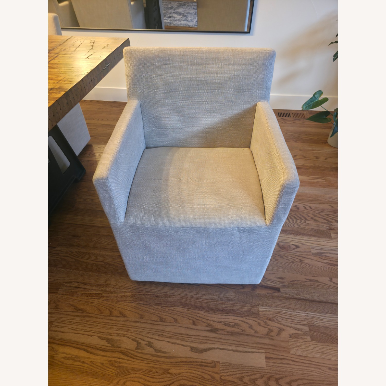 Restoration Hardware Natural Fabric Dining Chairs - image-5