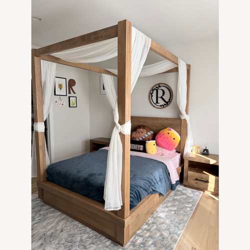 Used Pottery Barn Oakleigh Canopy Bed Queen Bed for sale on AptDeco