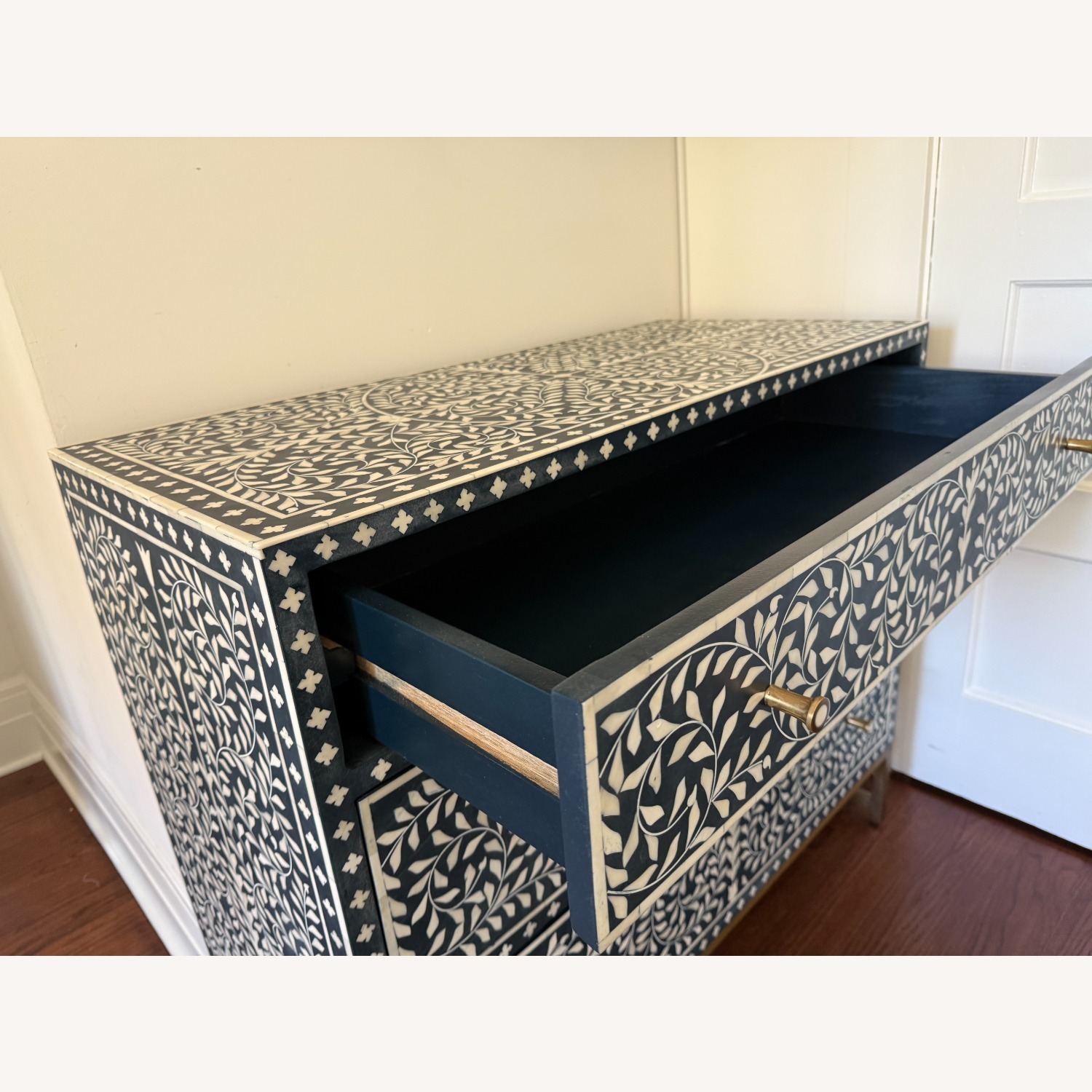 Anthropologie Blue and White Bone Inlay Chest - image-8